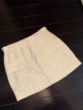 TNA Cream Button-Front Mini Skirt